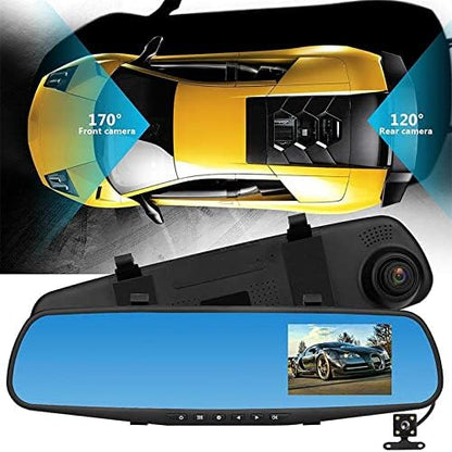 Mirror Dash Cam, Rear View Mirror Camera Smart Driving Assistant, 1080P Dash Cameras Front and Rear, 4. 3in Screen Motion Detection Loop Recording
